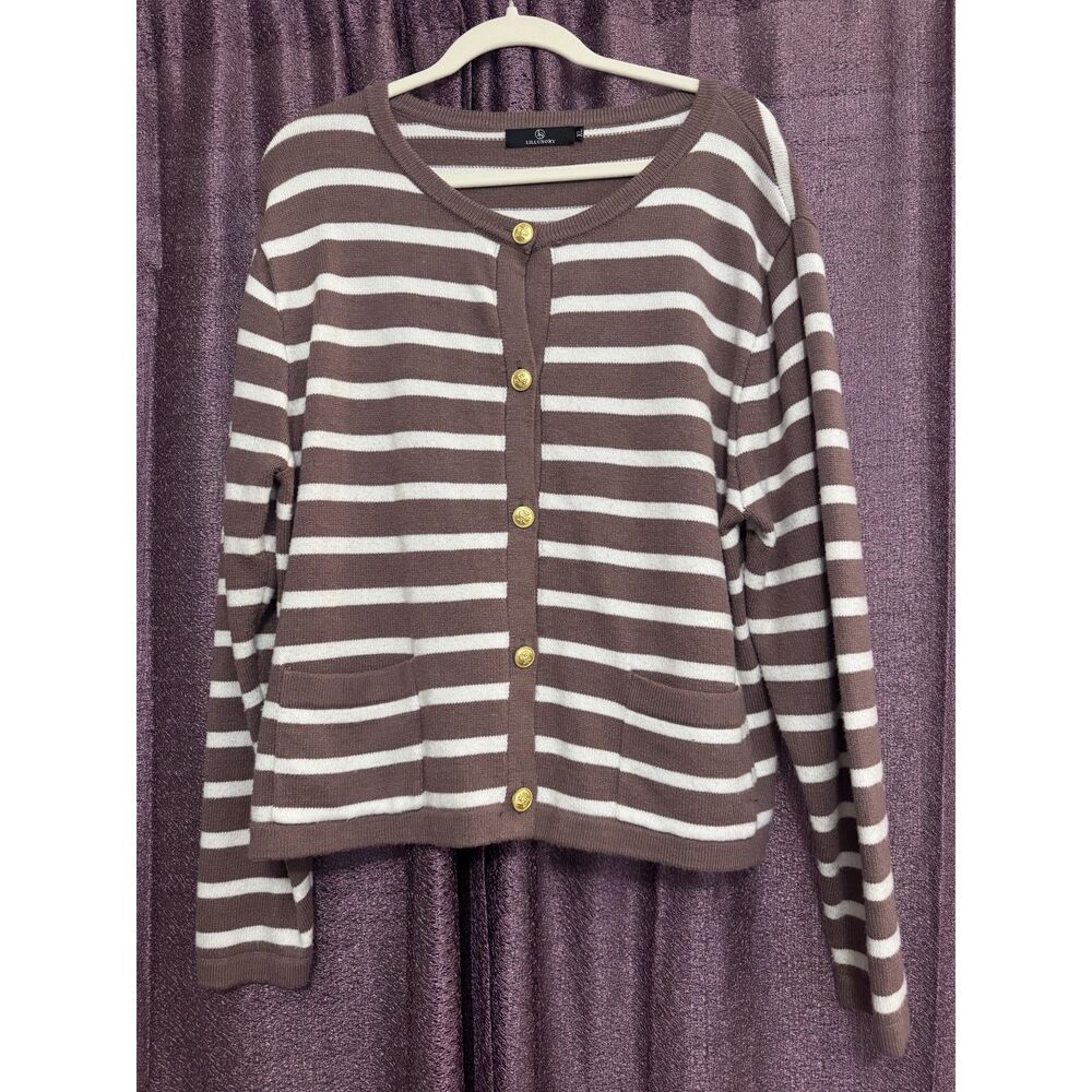 Lillusory Brown Striped Cardigan Size XL